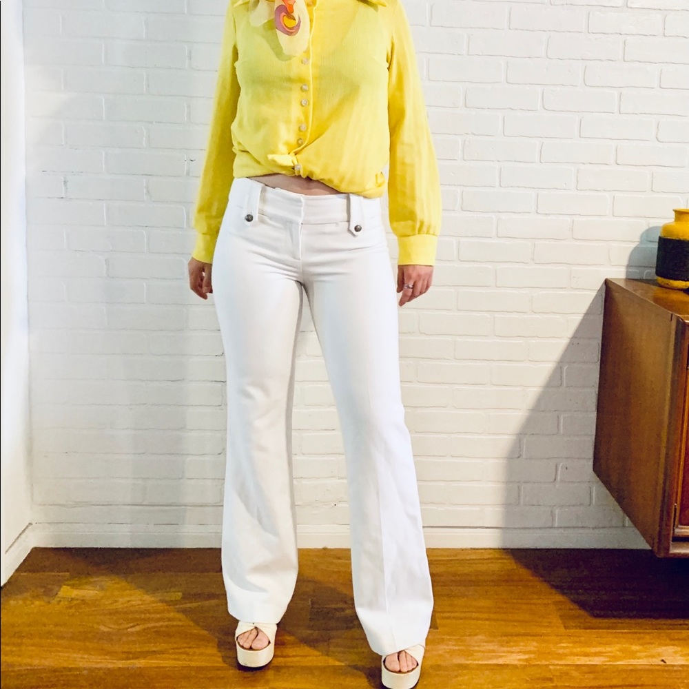 90s White Pants Bebe Mid Rise Flare Leg 2 26